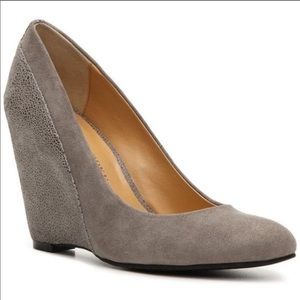 Audrey Brooke Daphne Gray Suede Microdot Pump
